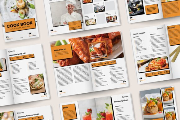 Elegant Recipe Brochure for Culinary Brands — Fully Editable 16-Page Template
