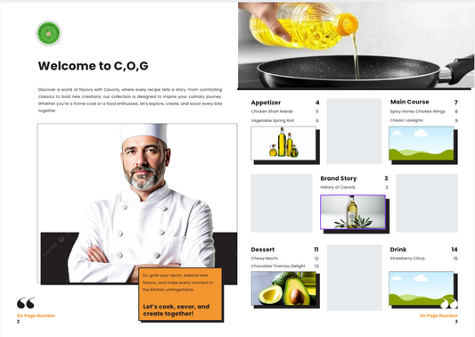 Elegant Recipe Brochure for Culinary Brands — Fully Editable 16-Page Template